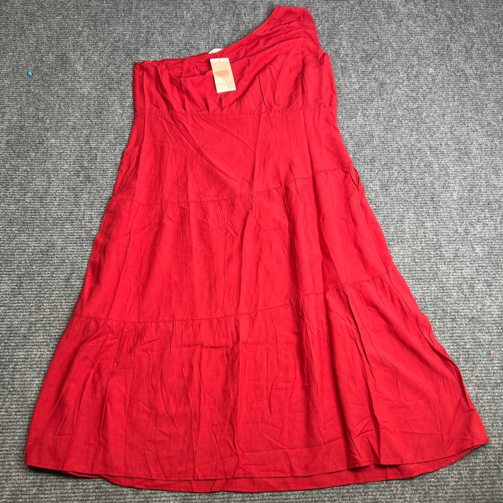 Kirundo Red One‎ Shoulder Tiered Midi Dress XXL NWT Asymmetrical Summer Party